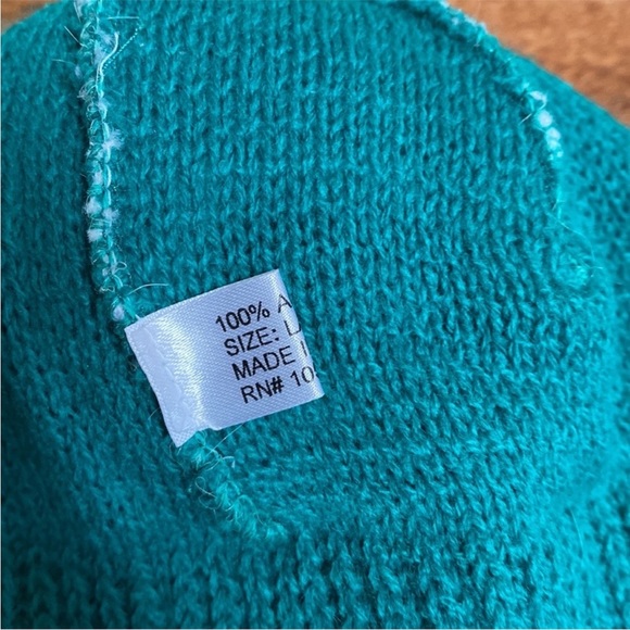 VTG 80’S Green Panda Bear Knit Knitted Pom Pom Winter Hat Beanie - Picture 13 of 14